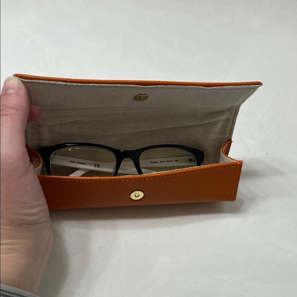Tory Burch Black Eyeglasses with Orange Case - Picture 4 of 4